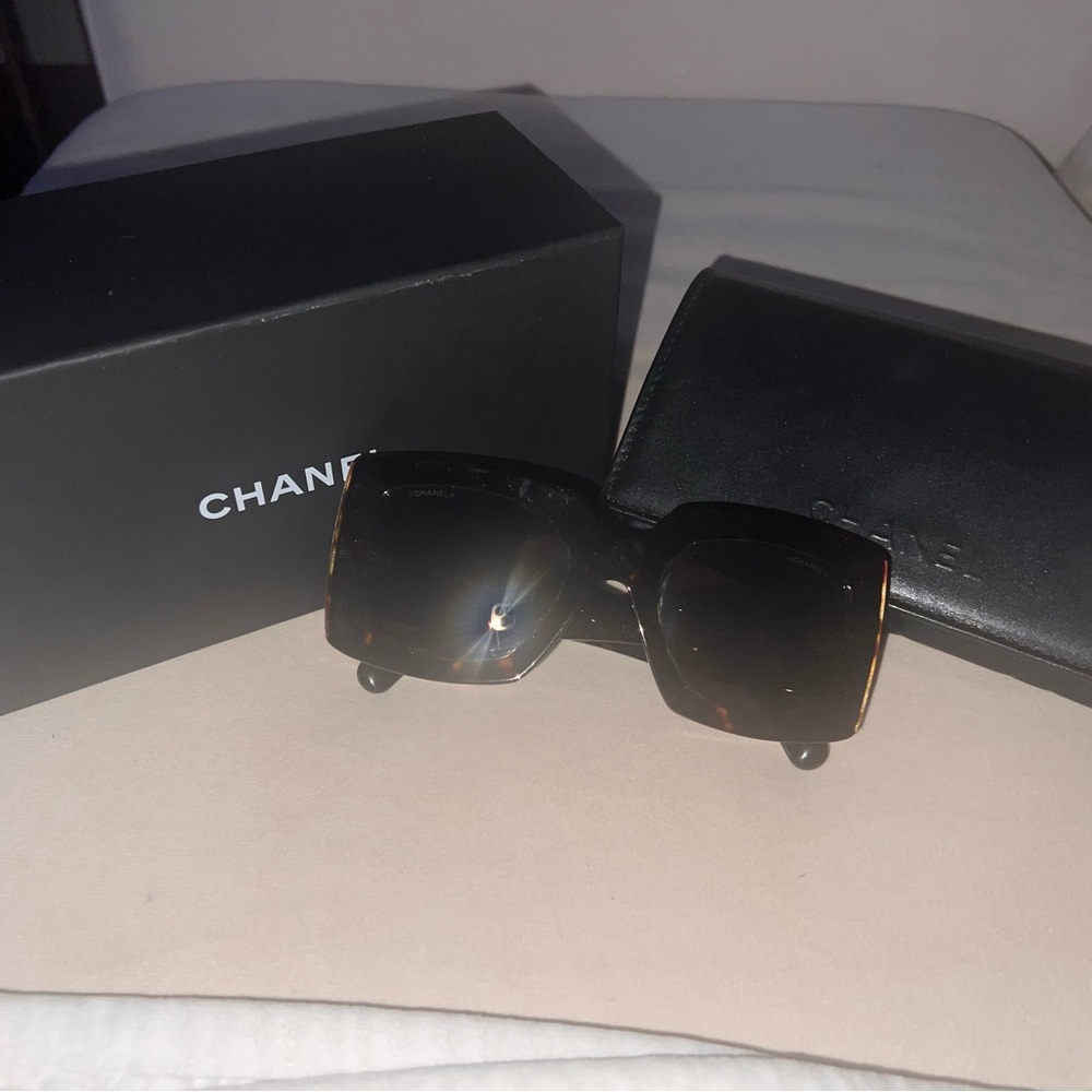Chanel Tortoise Color Sunglasses with Gold Trim